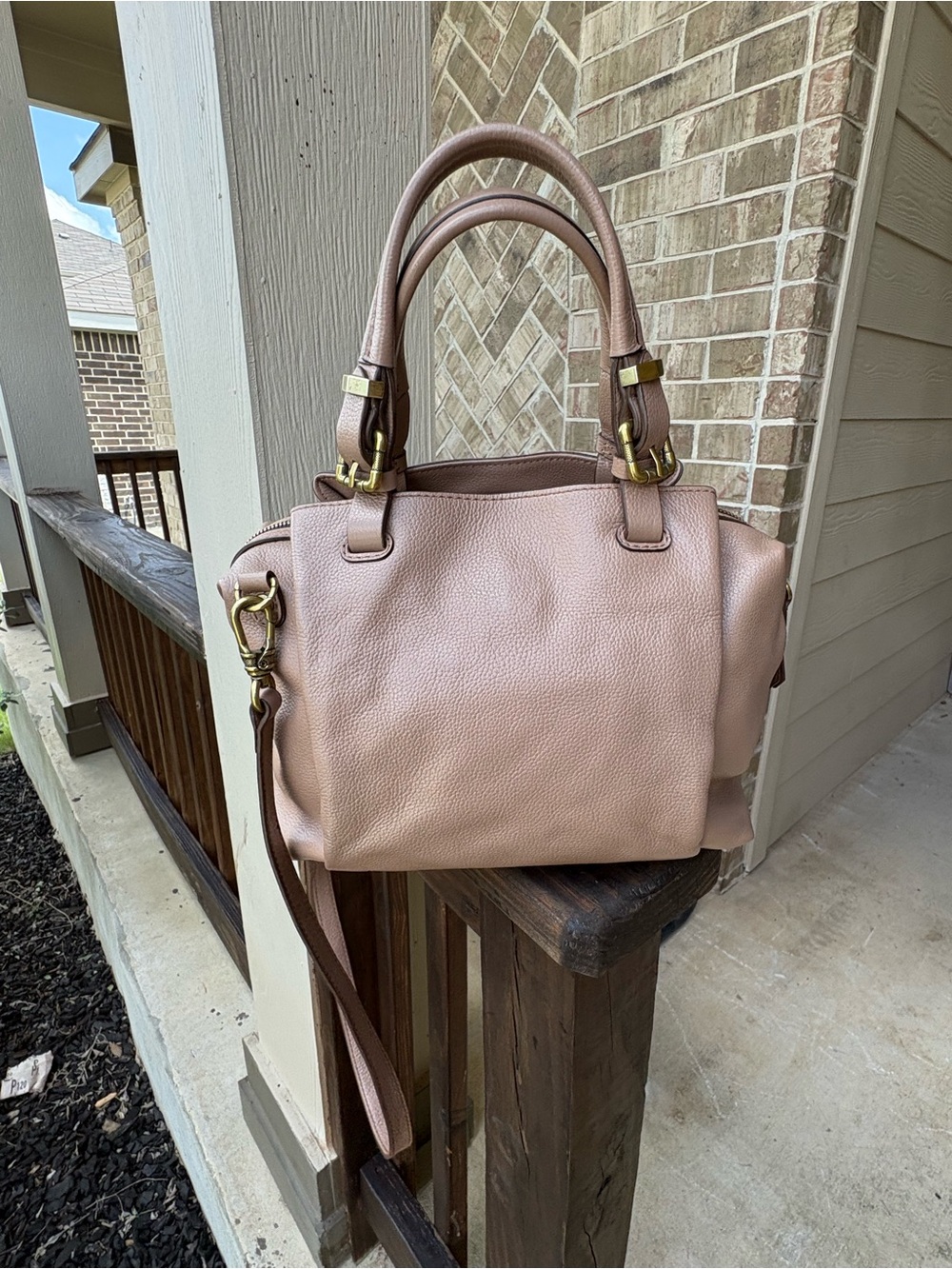 orYANY Lian Pebbled Leather Satchel Solid Brass Gold Hardware